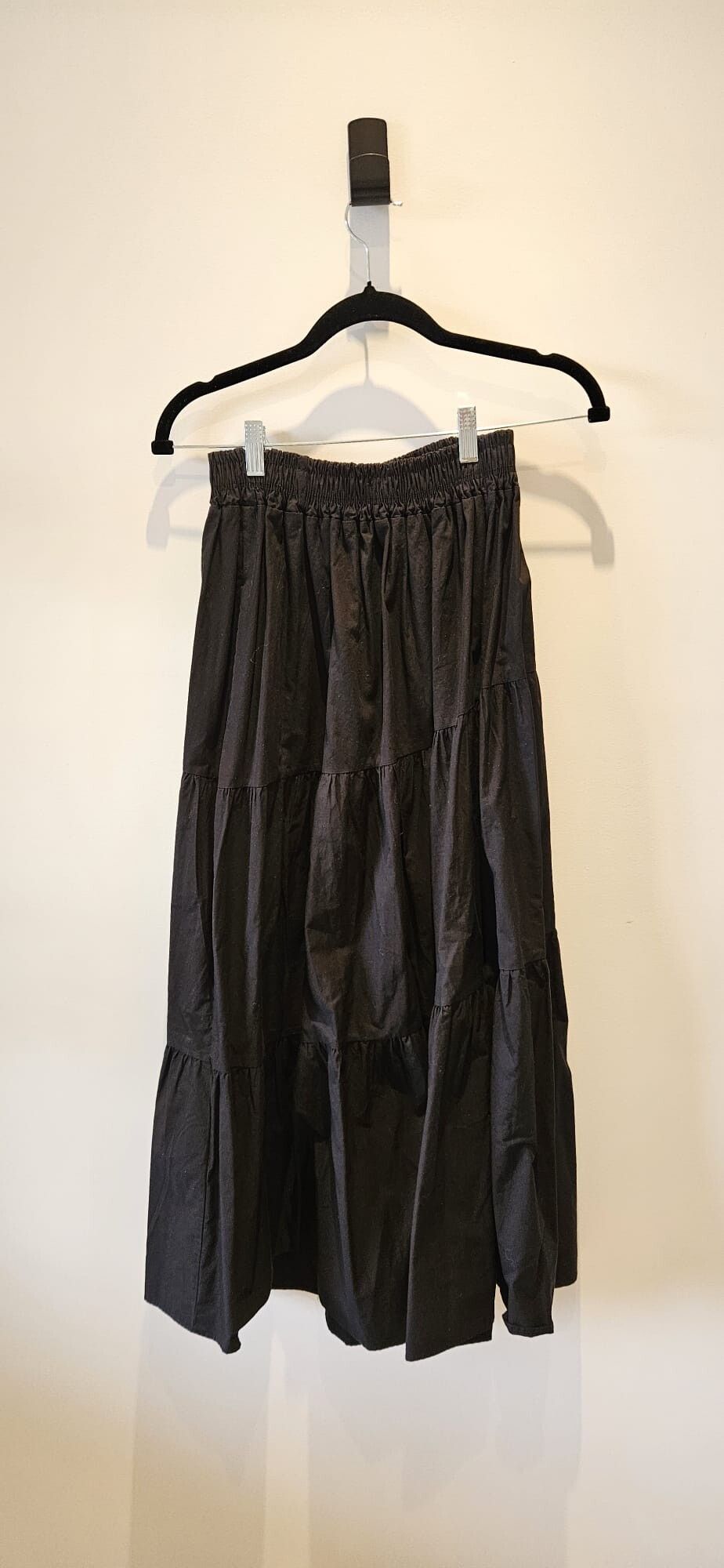 Olive Black Tiered Maxi Skirt