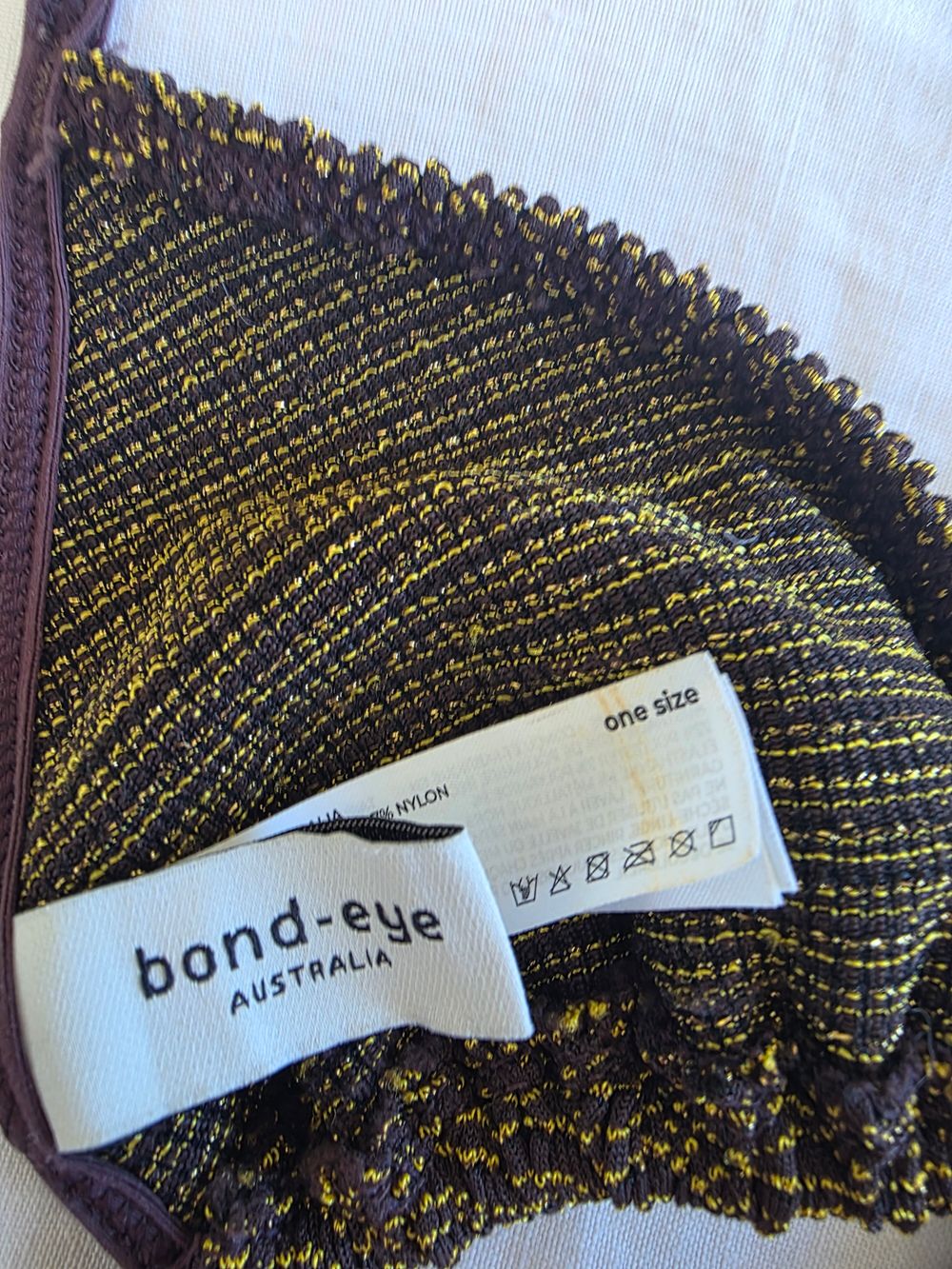 Bond-eye Brown and Gold Bikini Top