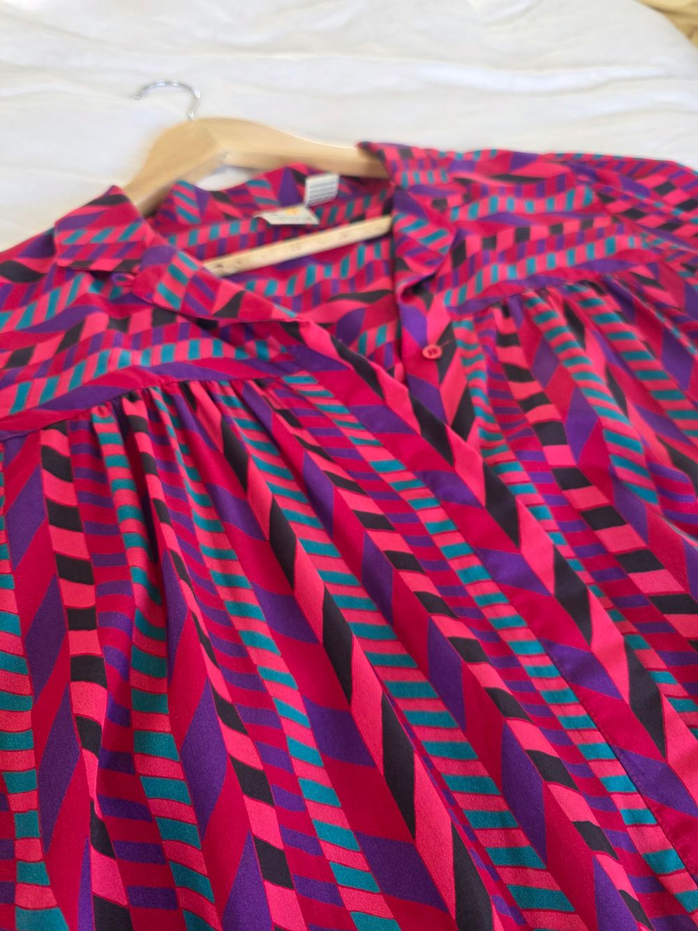 Vintage Liz Claiborne Pink Geometric Print Blouse