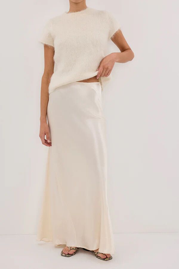 charli cream satin maxi skirt dissh