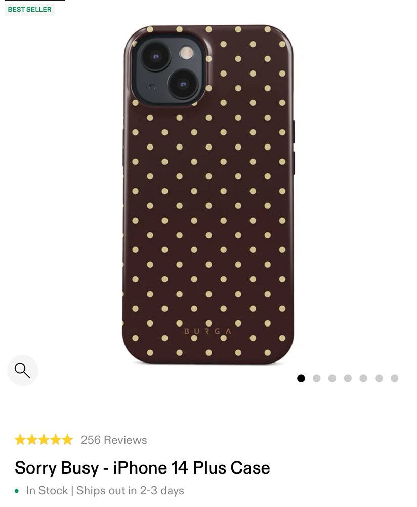 BURGA - Burga iPhone 14 Plus Brown Polka Dot Phone Case on Designer Wardrobe BURGA - Burga iPhone 14 Plus Brown Polka Dot Phone Case on Designer Wardrobe