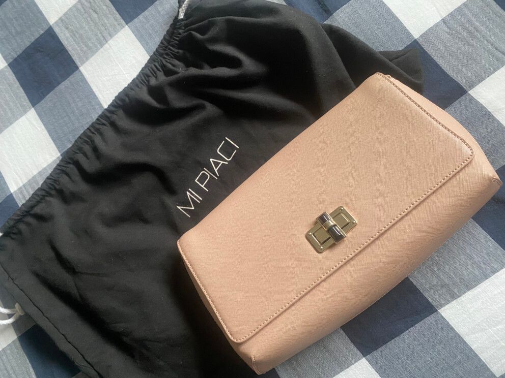 Blush Colour Clutch With Cross Body Strap