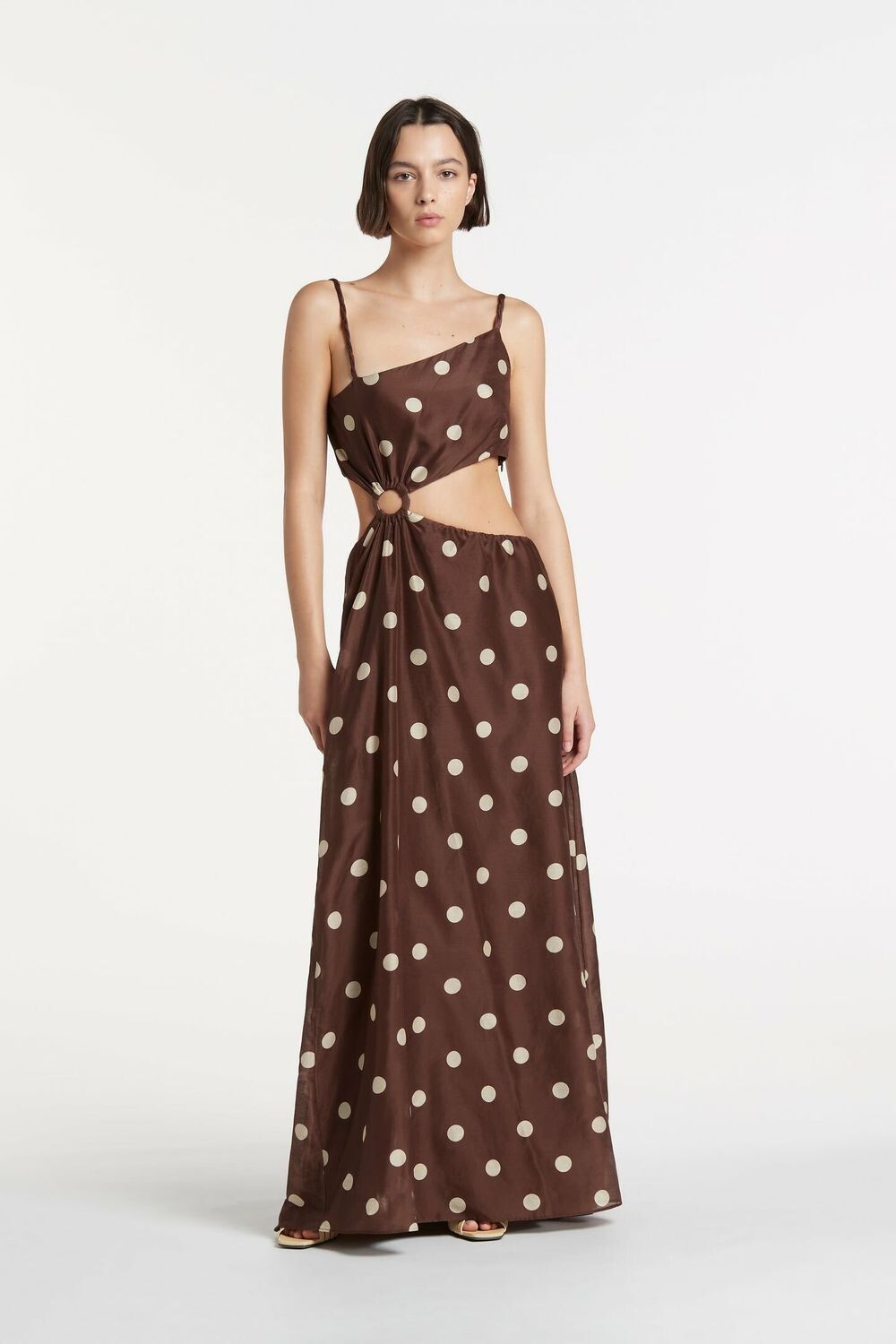 sir the label brown polka dot dress Sir the Label Vivi Frill Maxi Dress in Marlon Polka Dot Size 2 (10) RRP - $460 Hire