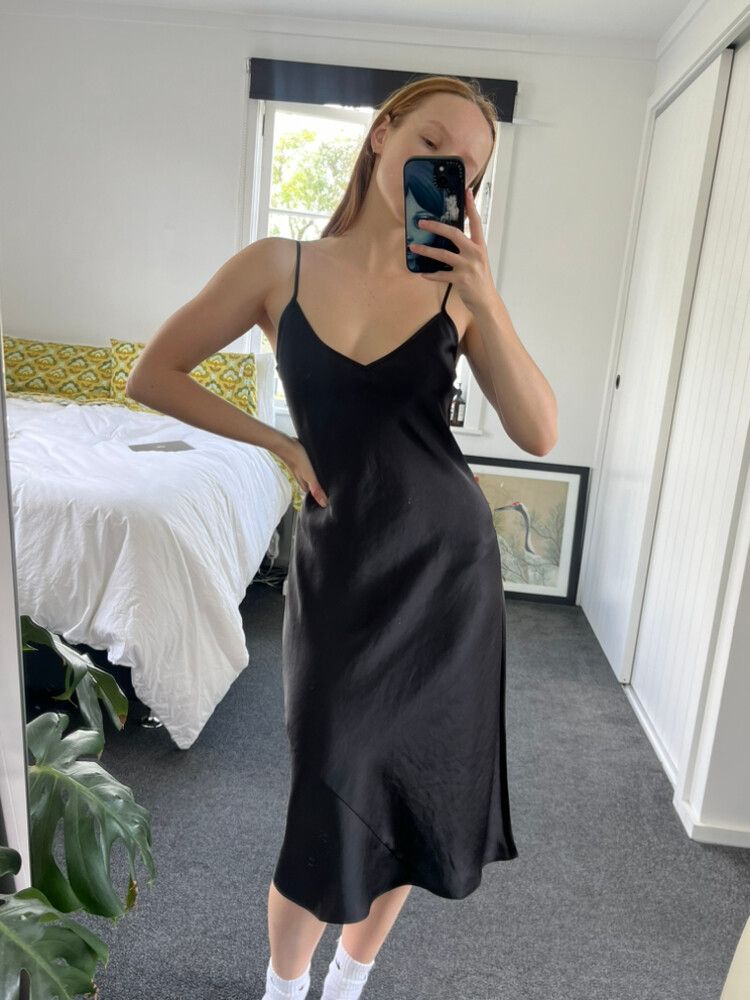 aritzia black slip dress Simone Rocha Black Lace Trim Midi Dress