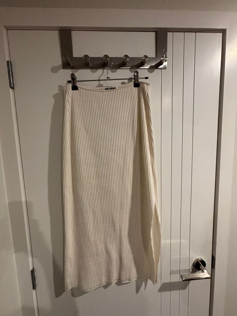 Joah Brown rib knit side split skirt