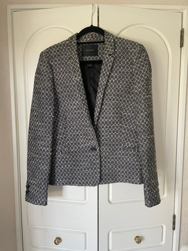 Maison Scotch Blue and White Patterned Blazer