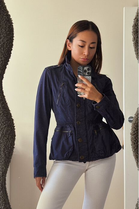 Burberry Brit Cotton Jacket- Navy Blue(Vintage Look) - Size 6