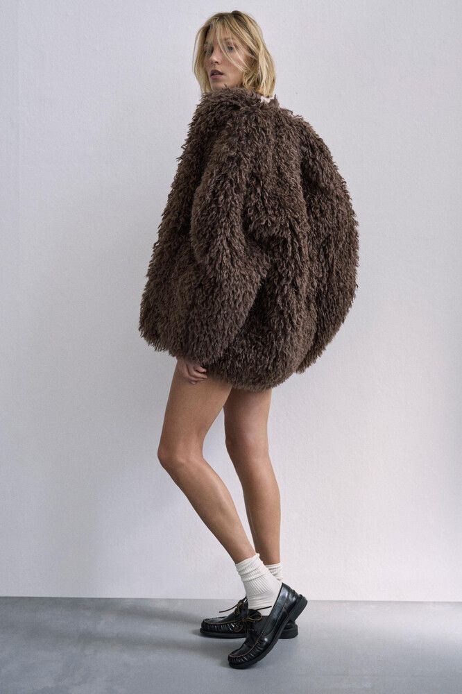 Zara ZW Collection Faux Fur Coat - Size M (Current Season!)