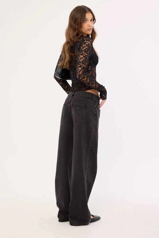 Abrand 99 Low Baggy Jeans - Washed Black - Size 26 / AU 8