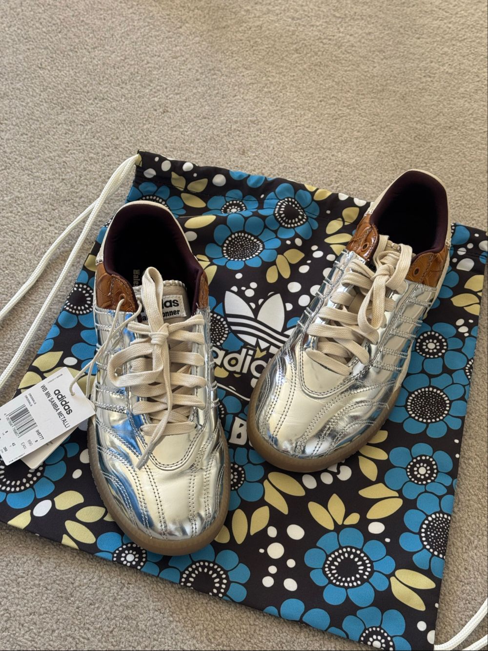 Adidas x Wales Bonner Samba Millennium "Silver Metallic / Brown Croc" (Style: IH5777)
