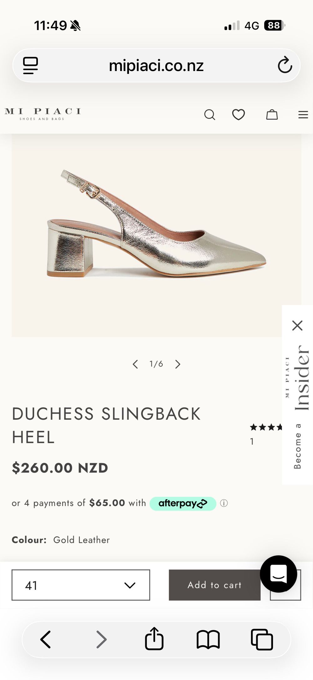 Mi Piaci Gold Slingback Heels