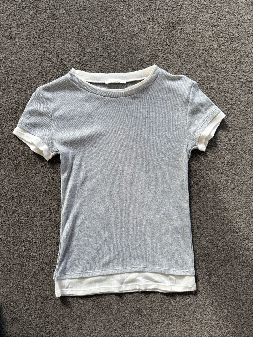 Zara Grey Ribbed Layered Top