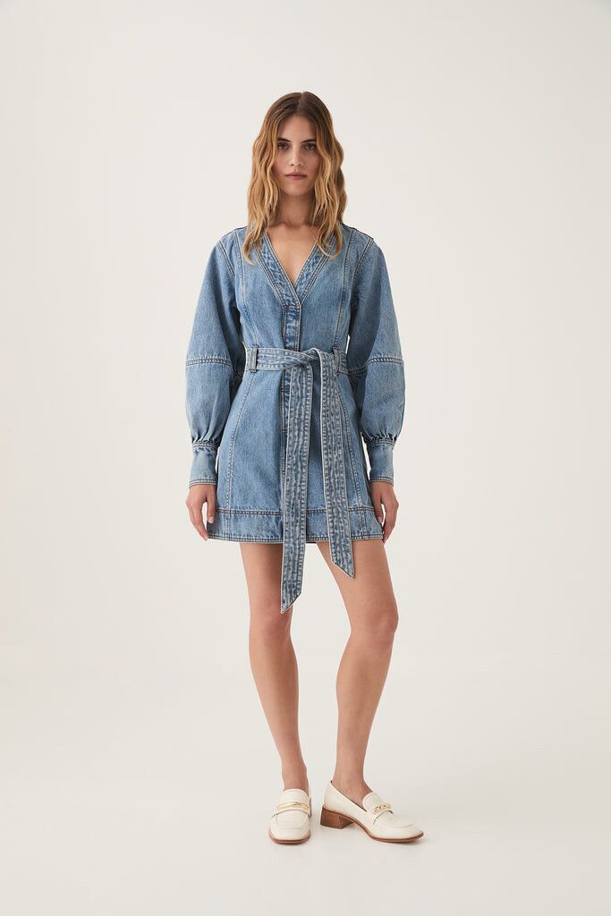 white christmas dresses Ray Denim Mini Dress-SEA SPRAY WASH / 4 main image 0