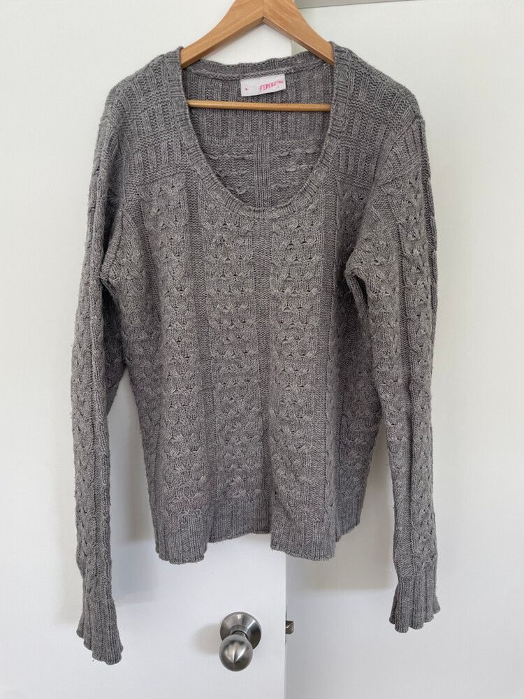 Federation Grey Boxy Chunky Cable Knit
