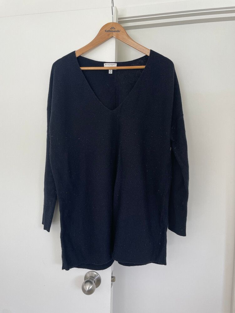 Witchery Navy Blue Longline Knit Jumper
