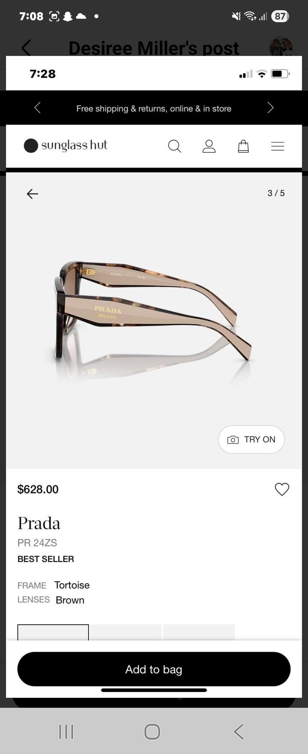 Prada PR 24ZS Tortoise Sunglasses