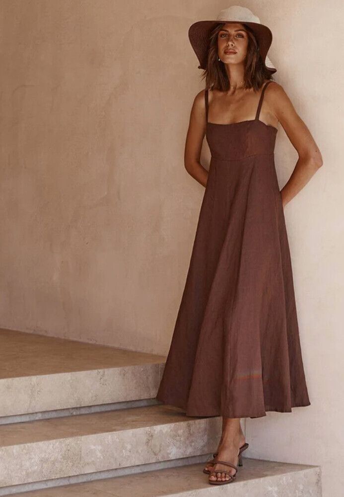 DISSH - Dissh Brown Linen Dress on Designer Wardrobe