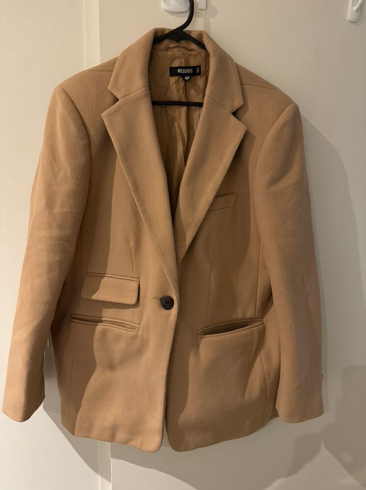 Camel Boyfriend Blazer Coat