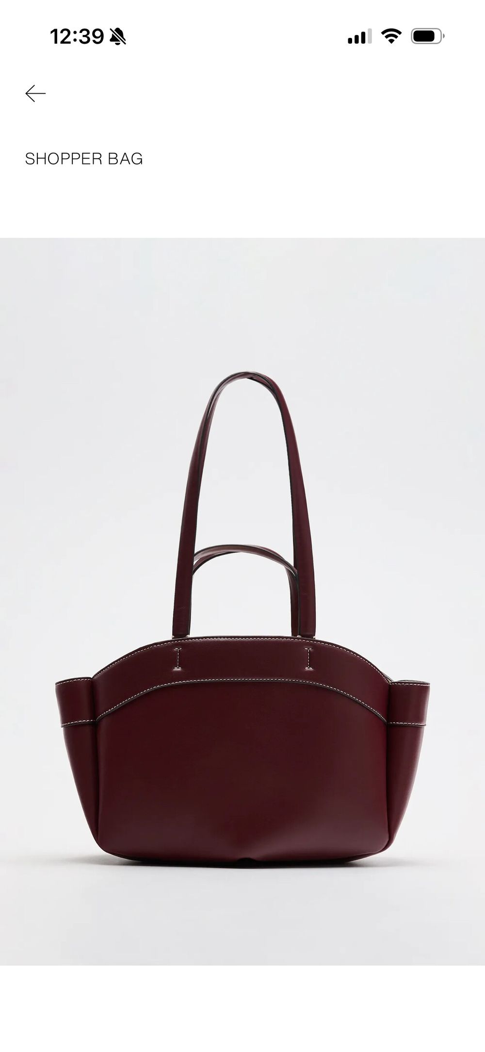 Zara Burgundy Shopper Bag