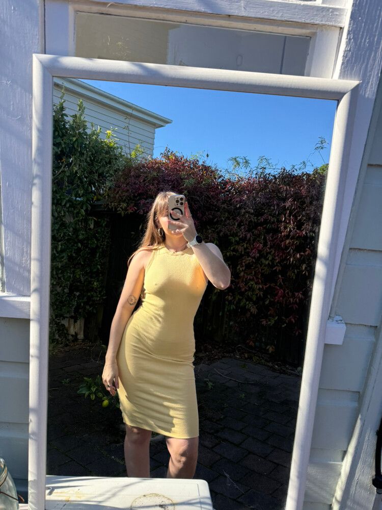 Kookai Yellow Ribbed Knit Dress