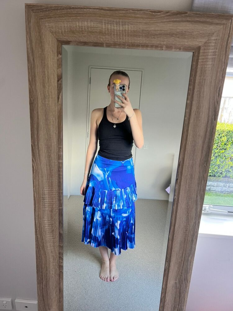 Water coloured Blue Tiered Skirt