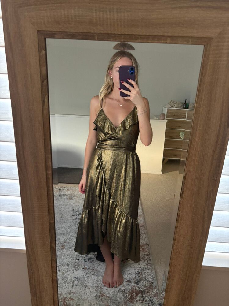 Gold Wrap Maxi Dress
