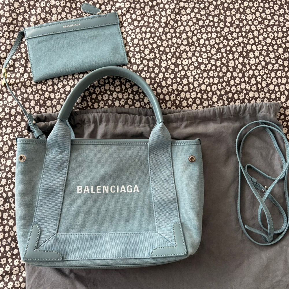 Balenciaga Blue Canvas Tote Bag XS