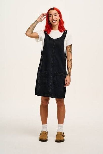 Lucy & Yak - Lucy & Yak Black Denim Pinafore Dress Sz 14 on Designer  Wardrobe