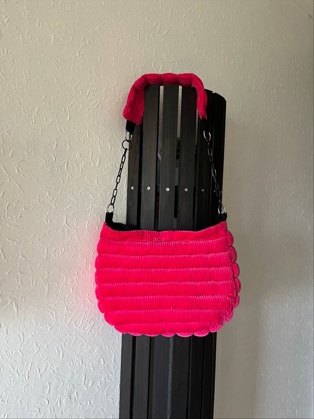V. Pink Corduroy Shoulder Bag