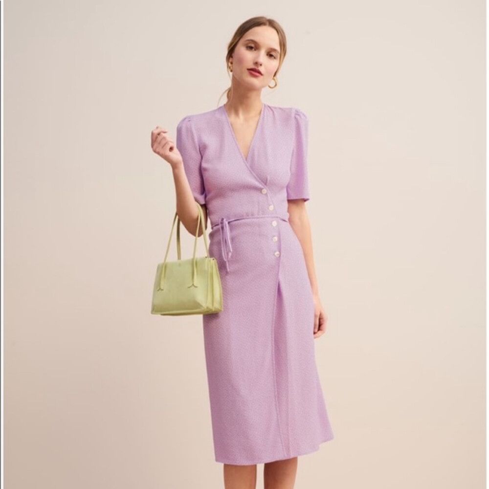 Rouje Paris - Gabin Dress in Lilac Dots on Designer Wardrobe Rouje Paris - Gabin Dress in Lilac Dots on Designer Wardrobe