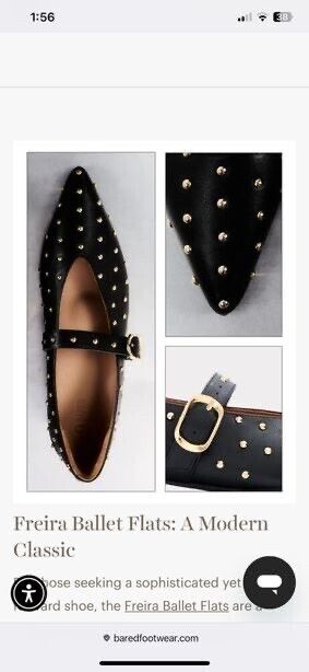 Bared Feira Black Studded Flats Size 39