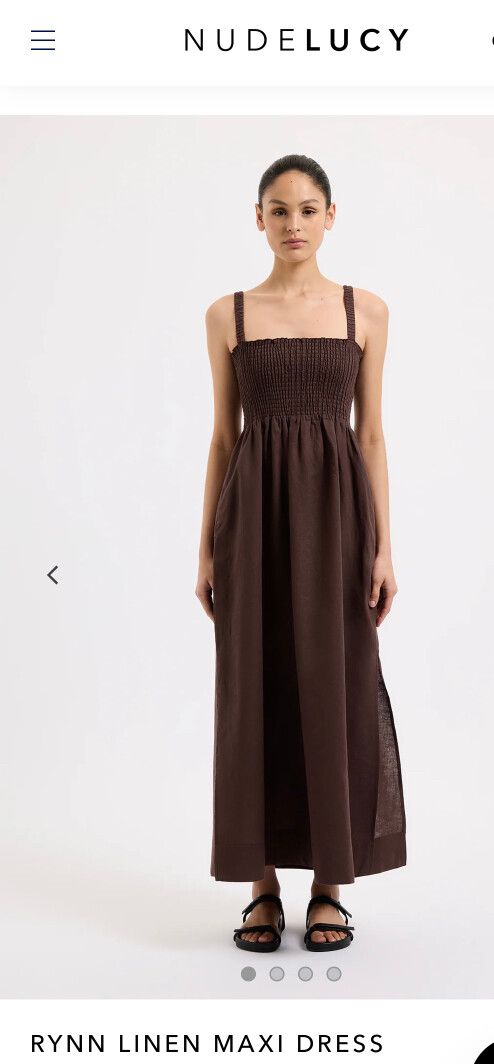 Nude Lucy - Nude Lucy Brown Linen Maxi Dress on Designer Wardrobe