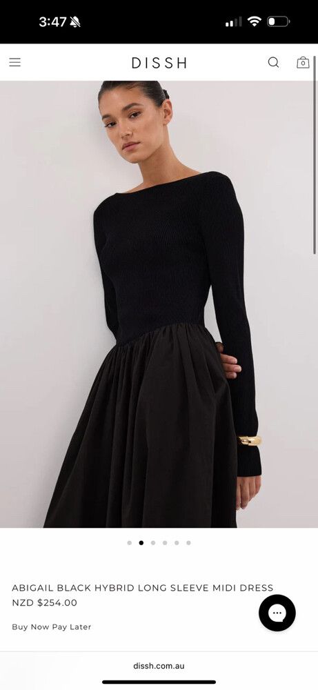 DISSH - ABIGAIL BLACK HYBRID LONG SLEEVE MIDI DRESS on Designer Wardrobe