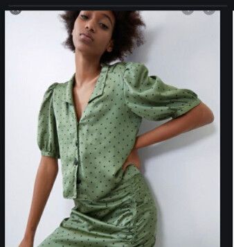 Zara Green Polka Dot Top