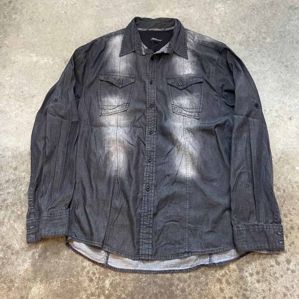 Y2K Distressed Style Button Up Shirt