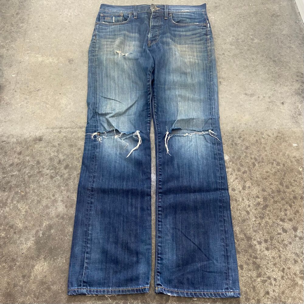 Y2K G-Star Raw Denim Distressed 3301 Straight Leg Denim Jeans W32 L34