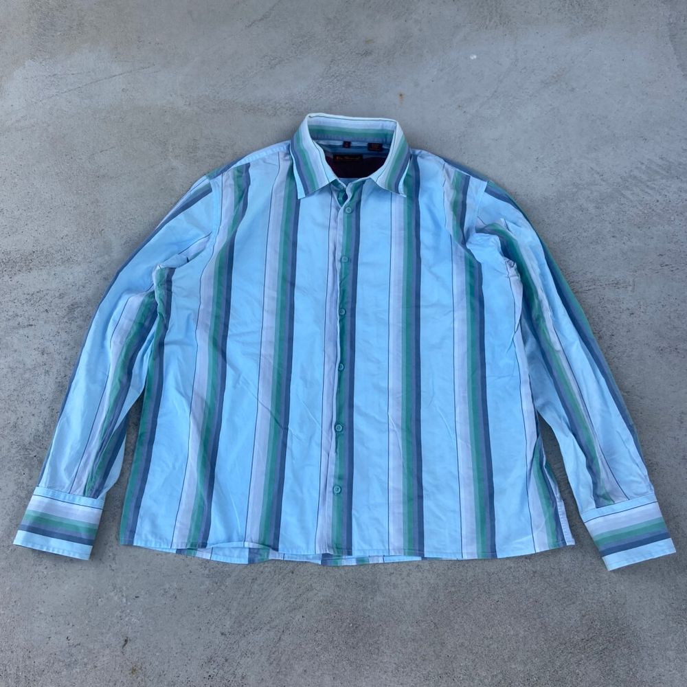 Y2K Ben Sherman Striped Button Up Shirt Size XXL