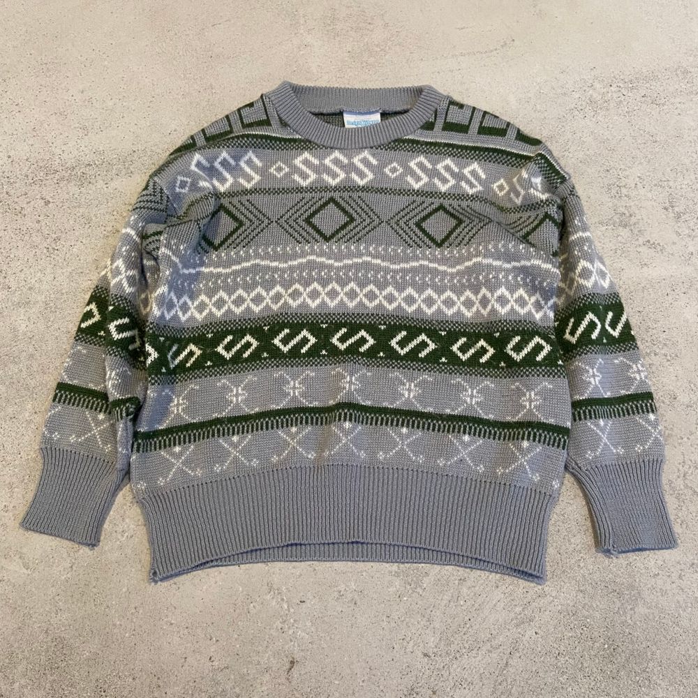 Vintage Allover Pattern Knit Sweater
