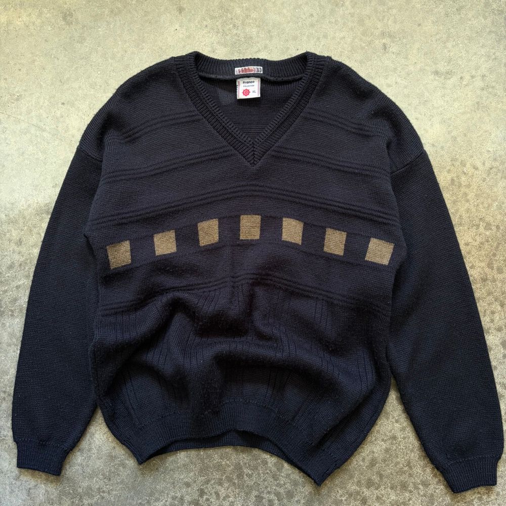Y2K Vintage Wool Blend V-Neck Sweater Size XL