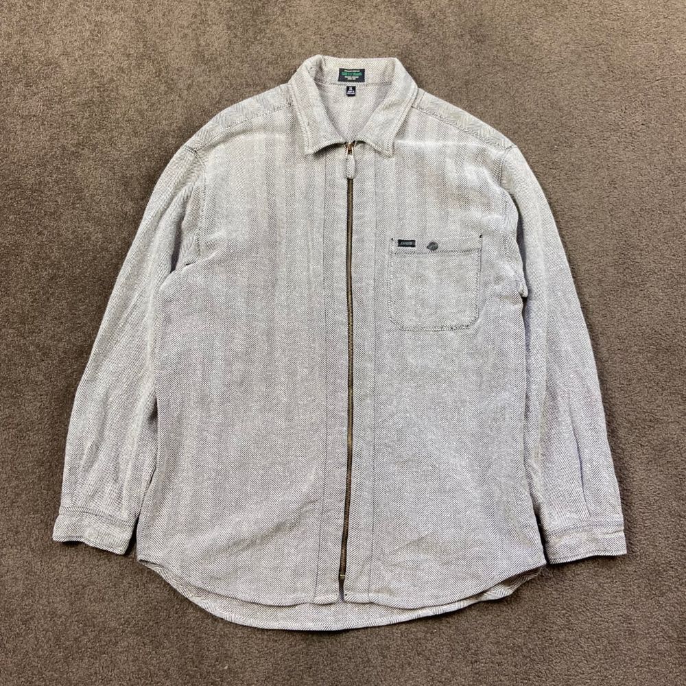 Vintage 90s Guess Jeans Herringbone Full-Zip Overshirt / Jacket