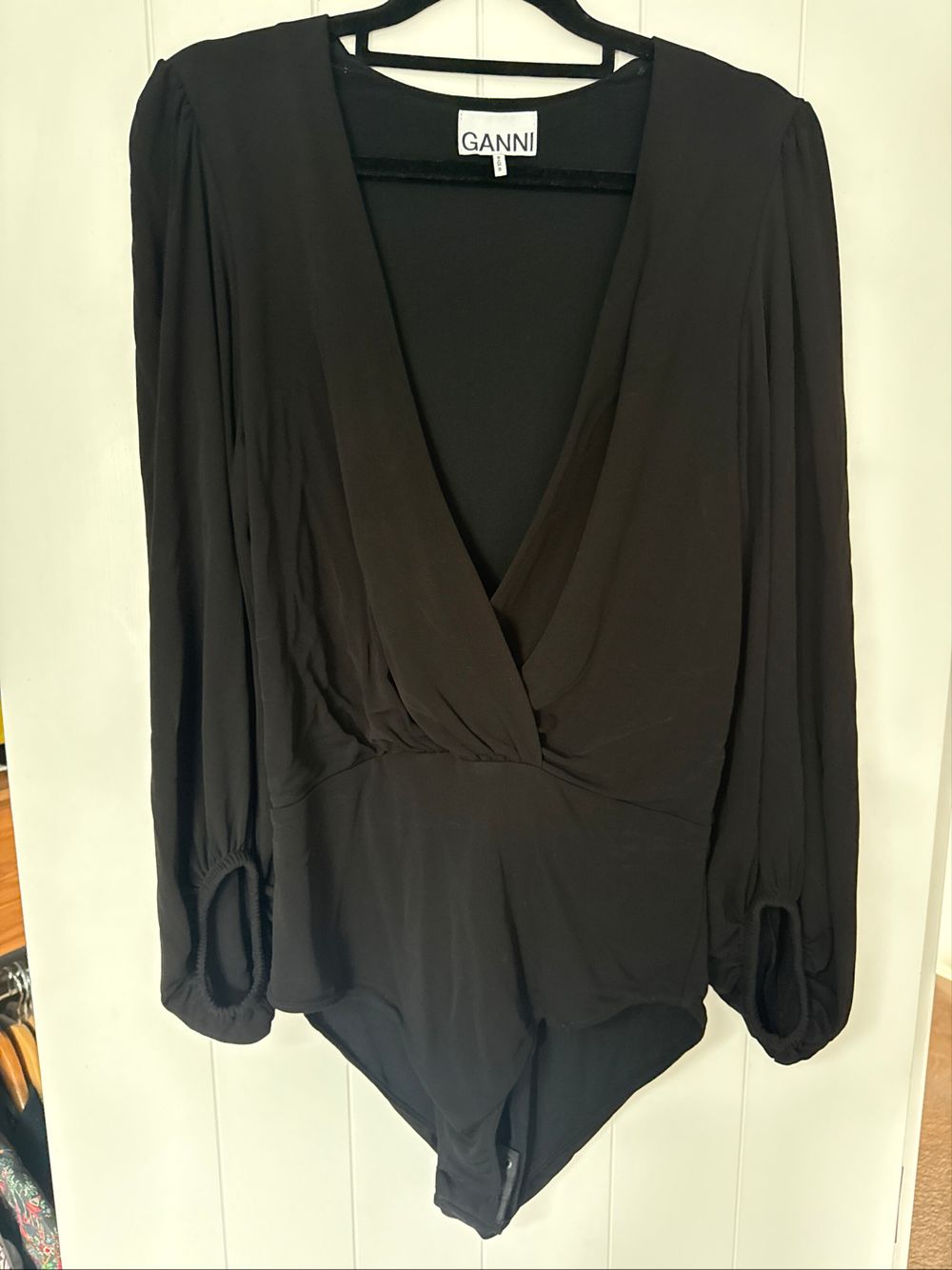 GANNI Black Long Sleeve Bodysuit size 40