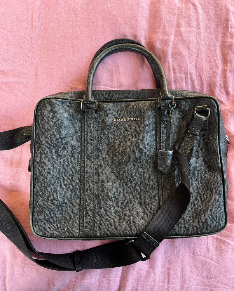 Burberry Black Leather Laptop Bag