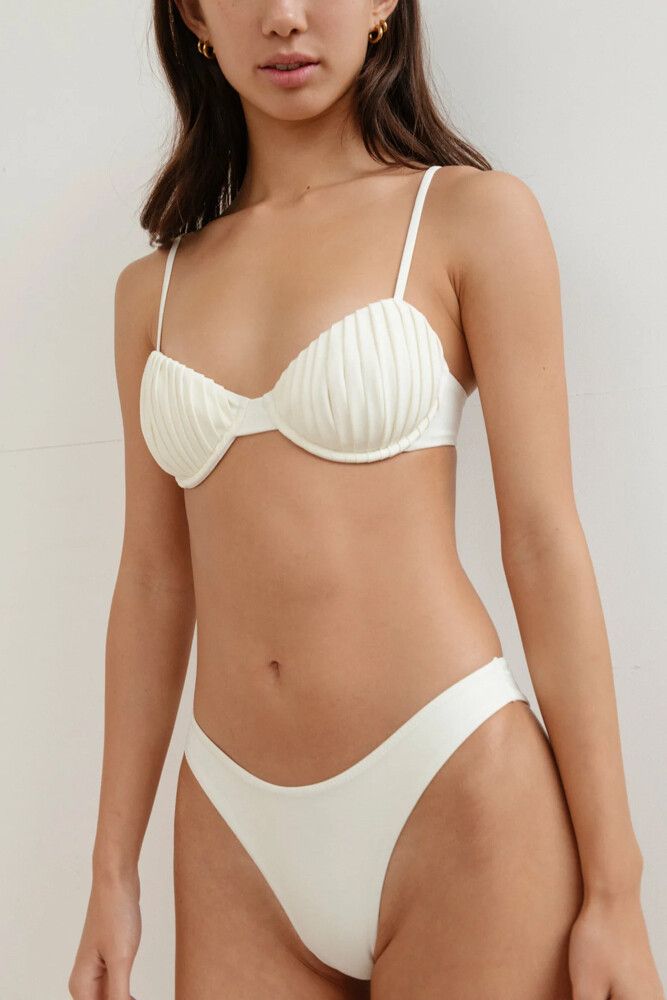 Palm Swimwear Mariella Pleated Bikini in Ivory