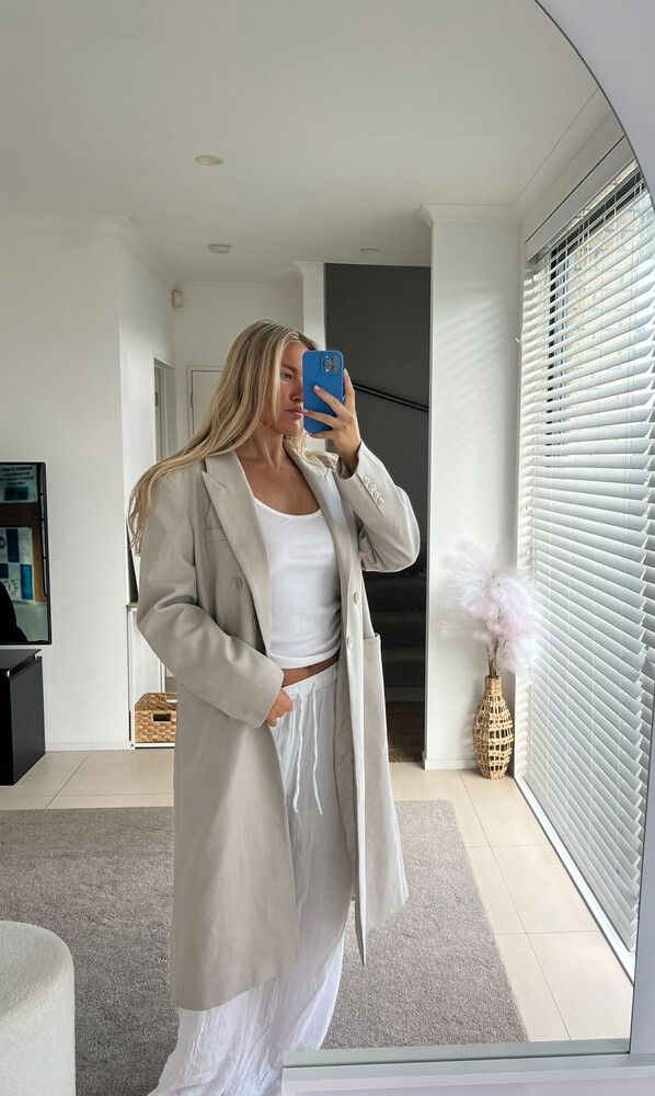Stone longline coat