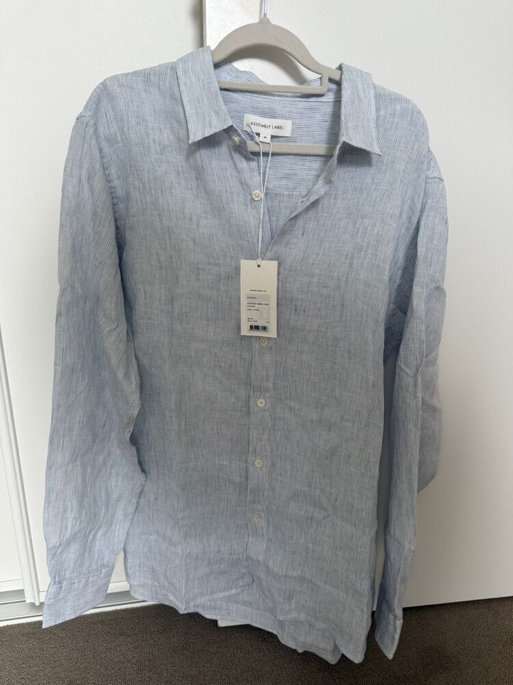Assembly Label Blue Striped Linen Shirt