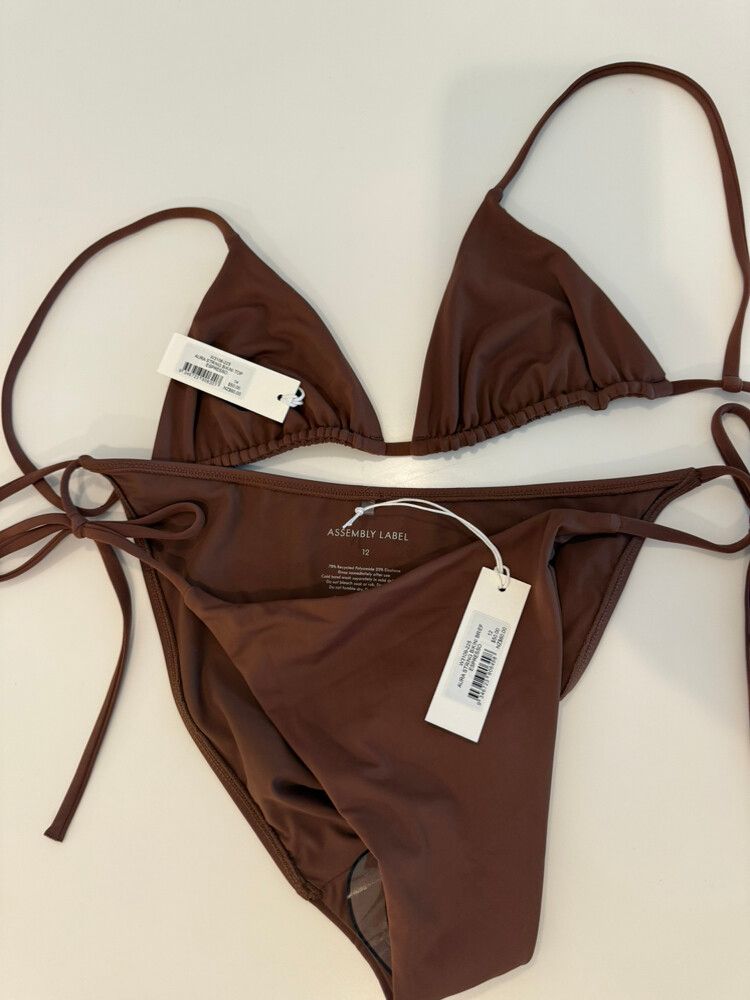 Assembly Label Brown String Bikini Set