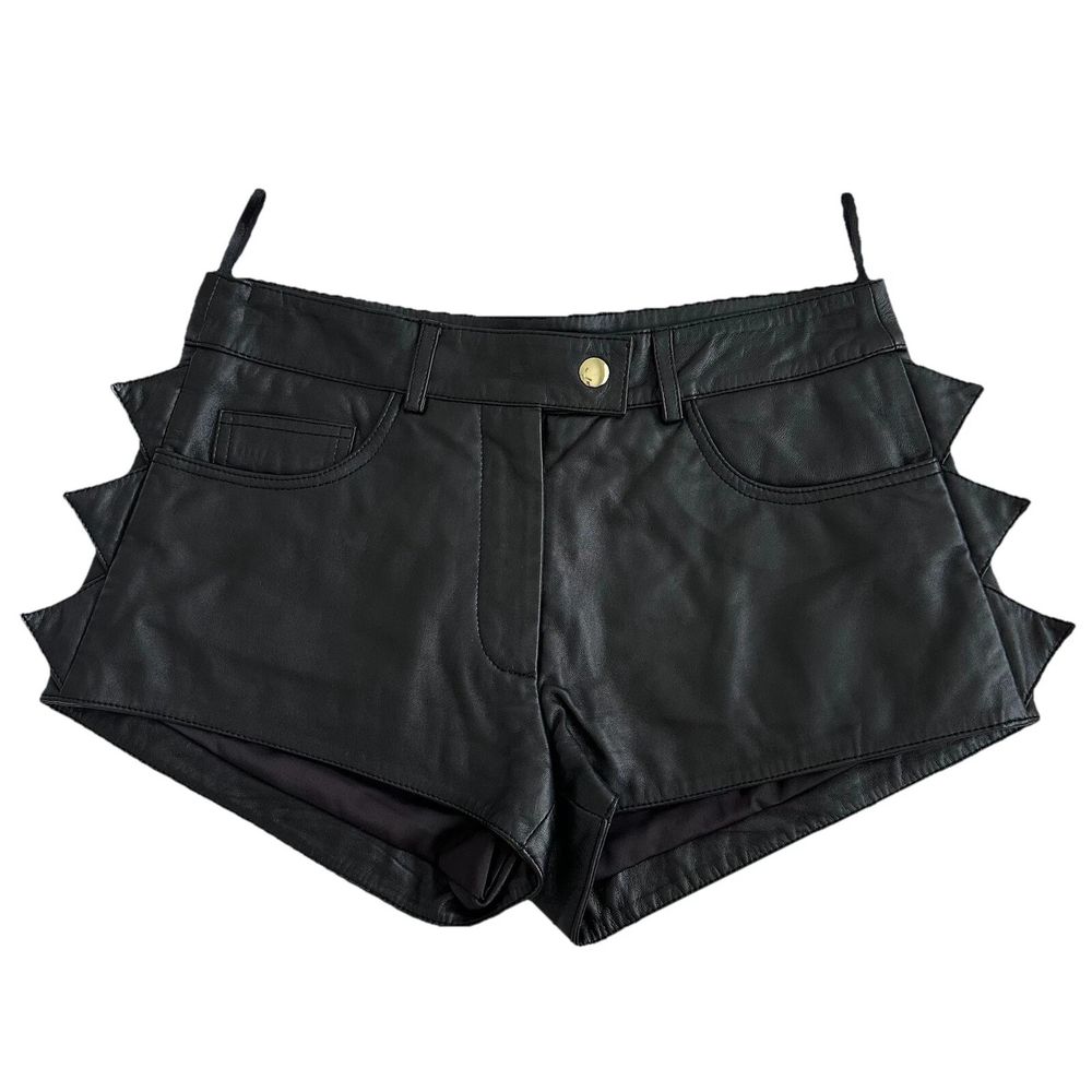 Moschino Vintage Cheap & Chic Women's Black Leather Hot Shorts size IT 38 US 4