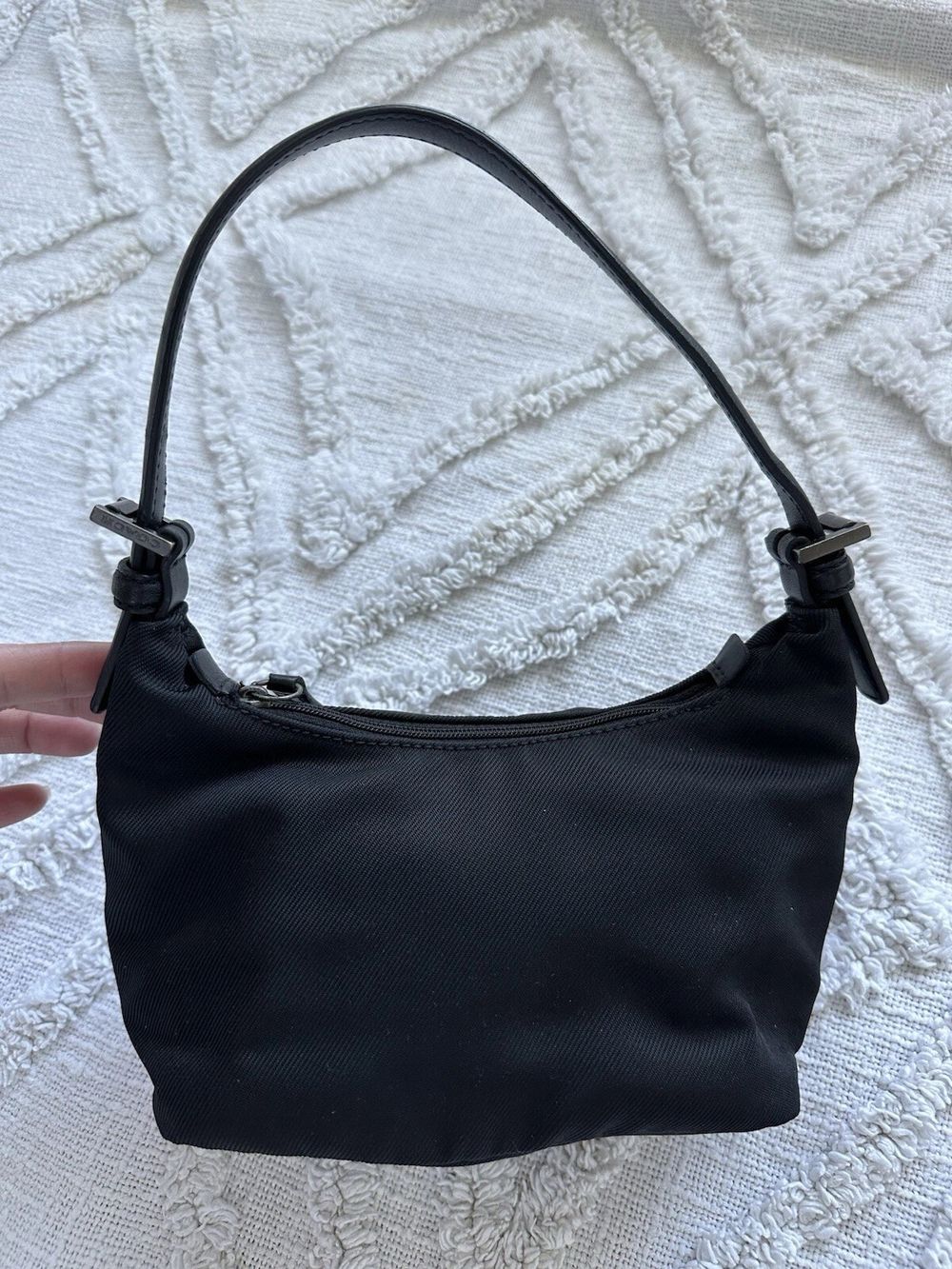 Coach Black Twill & Leather Mini Hobo Shoulder Bag Y2K