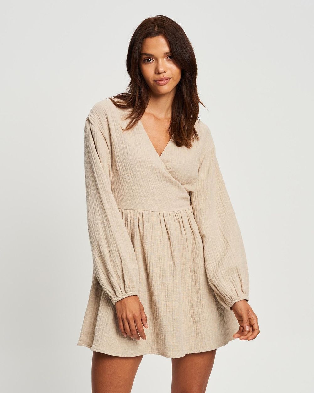 marlo beige wrap dress Jluxlabel Women's Rich Mocha Wrap Dress main image 0