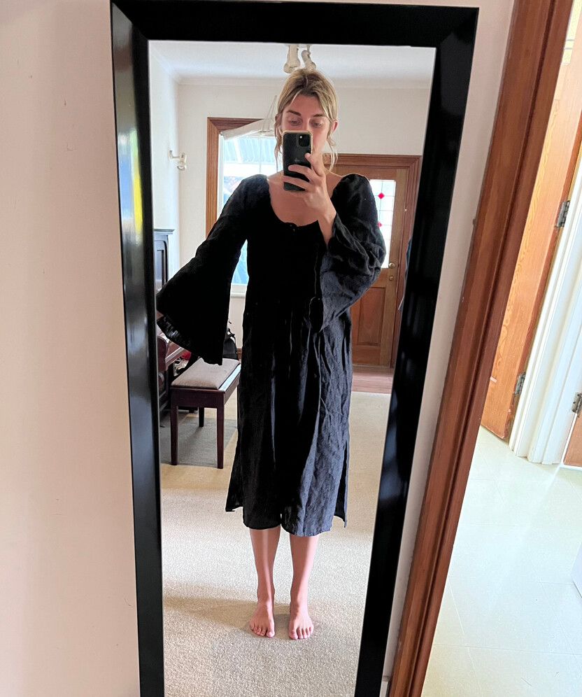 Marle - Marle Gathered Neck Linen Dress on Designer Wardrobe